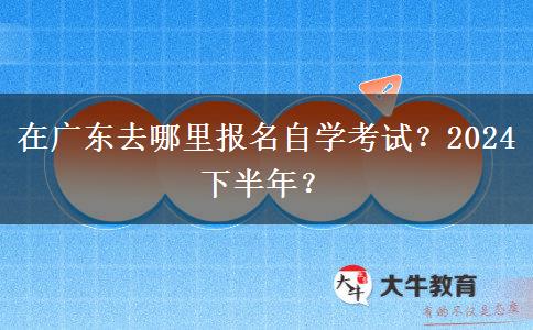 在广东去哪里报名自学考试？2024下半年？