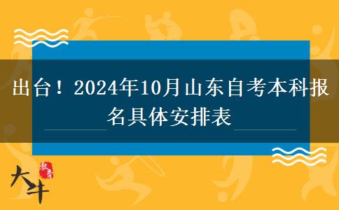 出台！2024年10月山东自考本科报名具体安排表